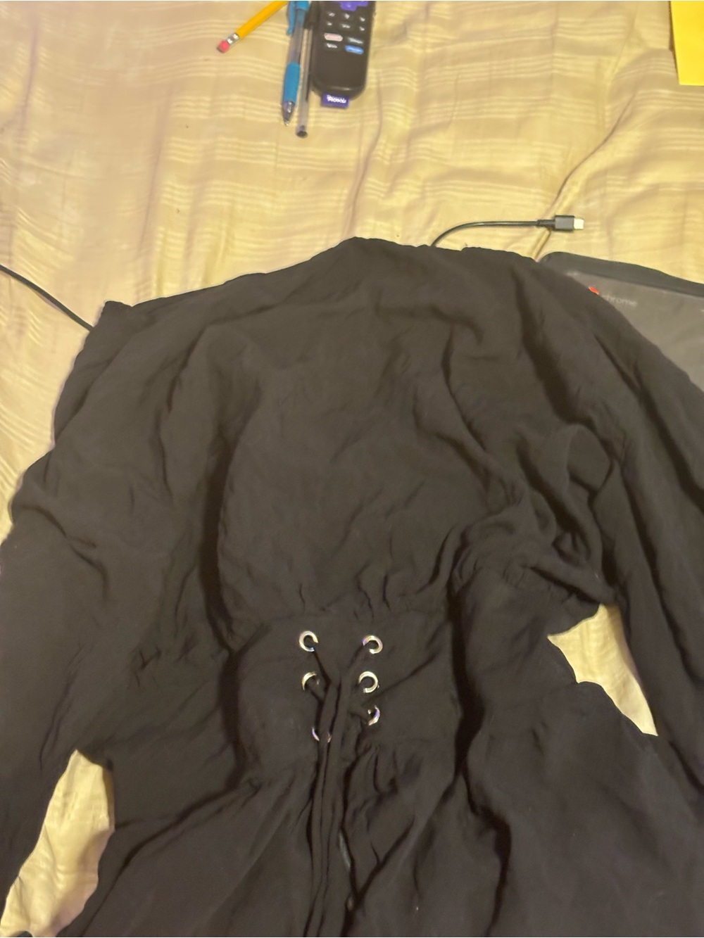 Women's Black Drawstring Trench Coat
